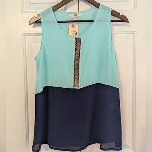 Ya Los Angeles medium blue color block top
